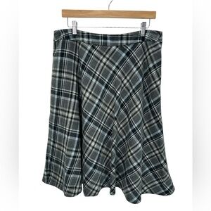 Jones Wear Gray Plaid Circle Skirt Lined Preppy Academia Office Fall Winter 14
